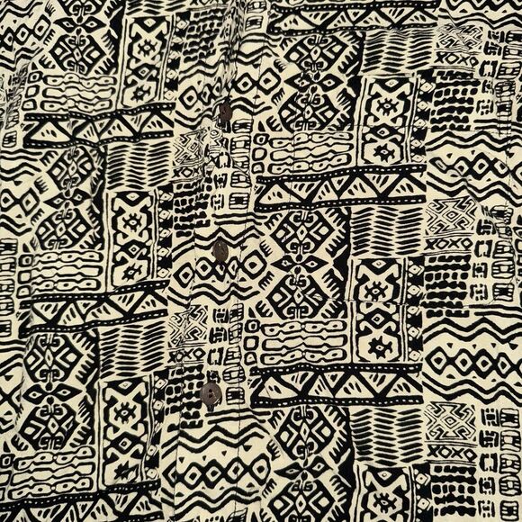 Kenny Flowers Men's Large Aztec Tribal Geometric Button-Up Shirt – Beach Tan - Picture 6 of 7